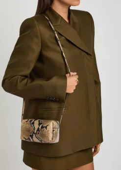 Kye mini snake-effect leather and suede cross-body bag
