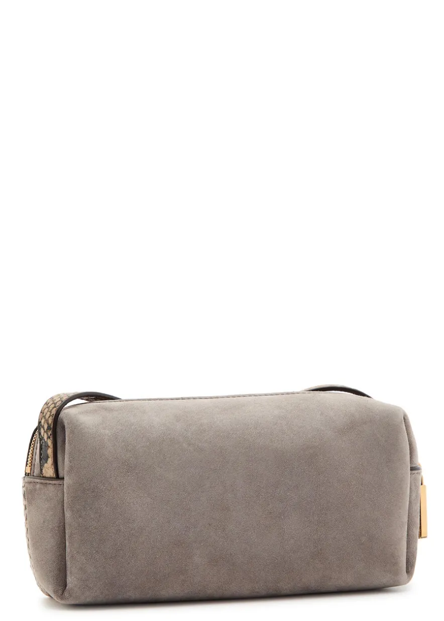 Kye mini snake-effect leather and suede cross-body bag