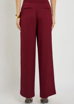 Kyra pintuck wide-leg satin trousers