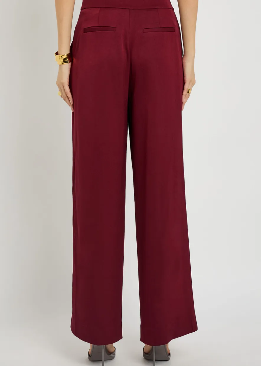 Kyra pintuck wide-leg satin trousers