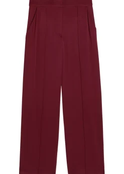 Kyra pintuck wide-leg satin trousers