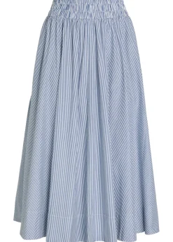 Kyria striped cotton-poplin midi skirt