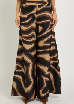 Labirinto printed silk-twill trousers