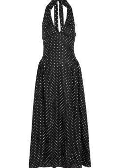 La Cala polka dot linen midi dress
