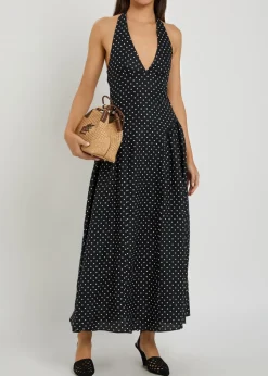 La Cala polka dot linen midi dress