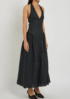 La Cala polka dot linen midi dress