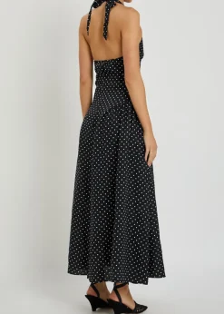 La Cala polka dot linen midi dress