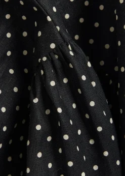 La Cala polka dot linen midi dress