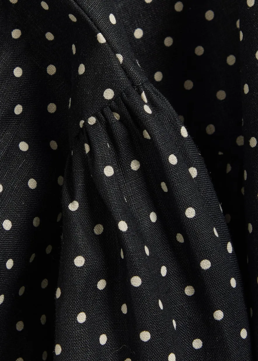 La Cala polka dot linen midi dress