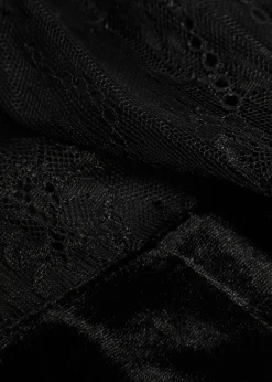 Lace-embellished velvet midi dress