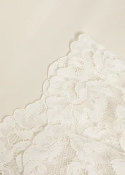 Lace-hem satin-twill midi skirt