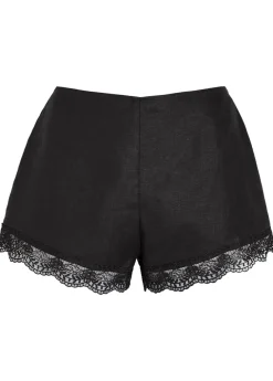 Lace-trim linen shorts