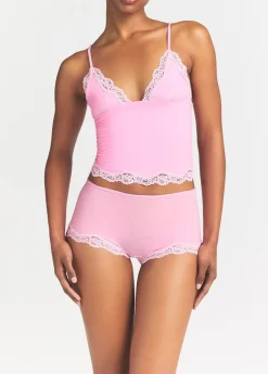 Lace-trimmed camisole and shorts set