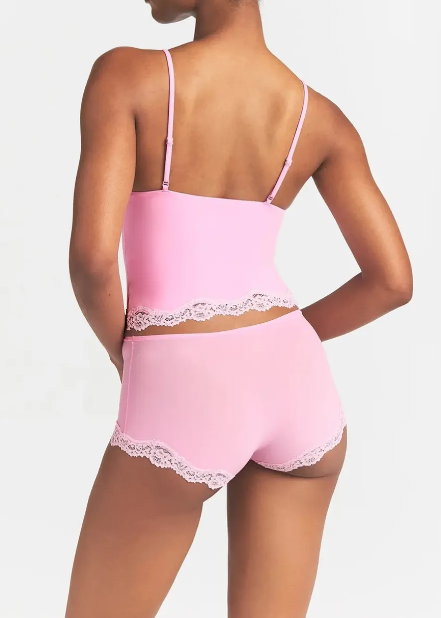 Lace-trimmed camisole and shorts set