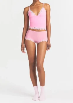 Lace-trimmed camisole and shorts set