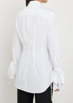 Lace-trimmed cotton-poplin shirt