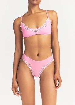 Lace-trimmed stretch-jersey bralette