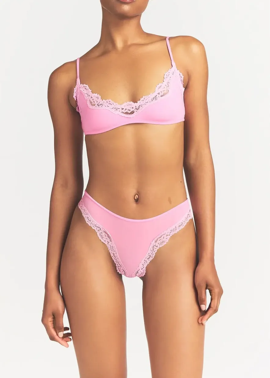 Lace-trimmed stretch-jersey bralette