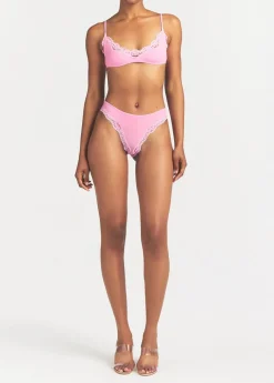 Lace-trimmed stretch-jersey bralette