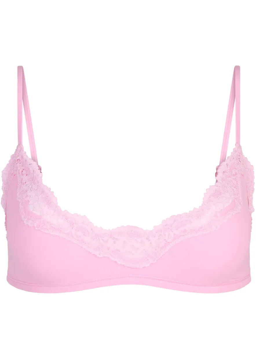 Lace-trimmed stretch-jersey bralette