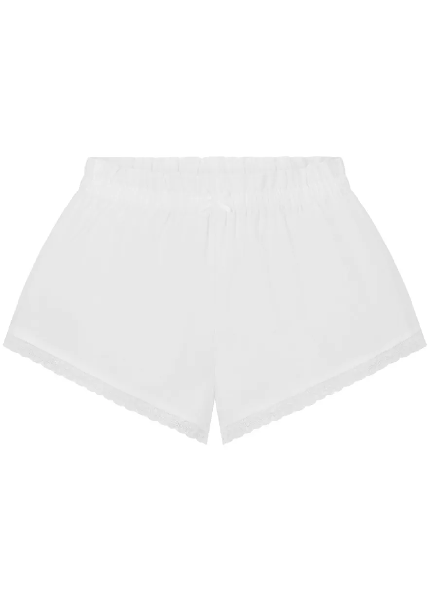 Lace-trim poplin shorts