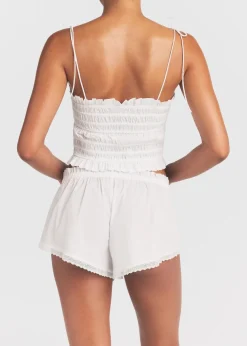 Lace-trim poplin shorts