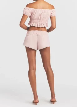 Lace-trim poplin shorts