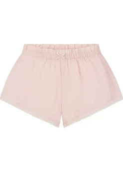 Lace-trim poplin shorts