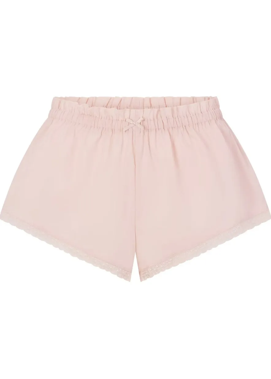 Lace-trim poplin shorts