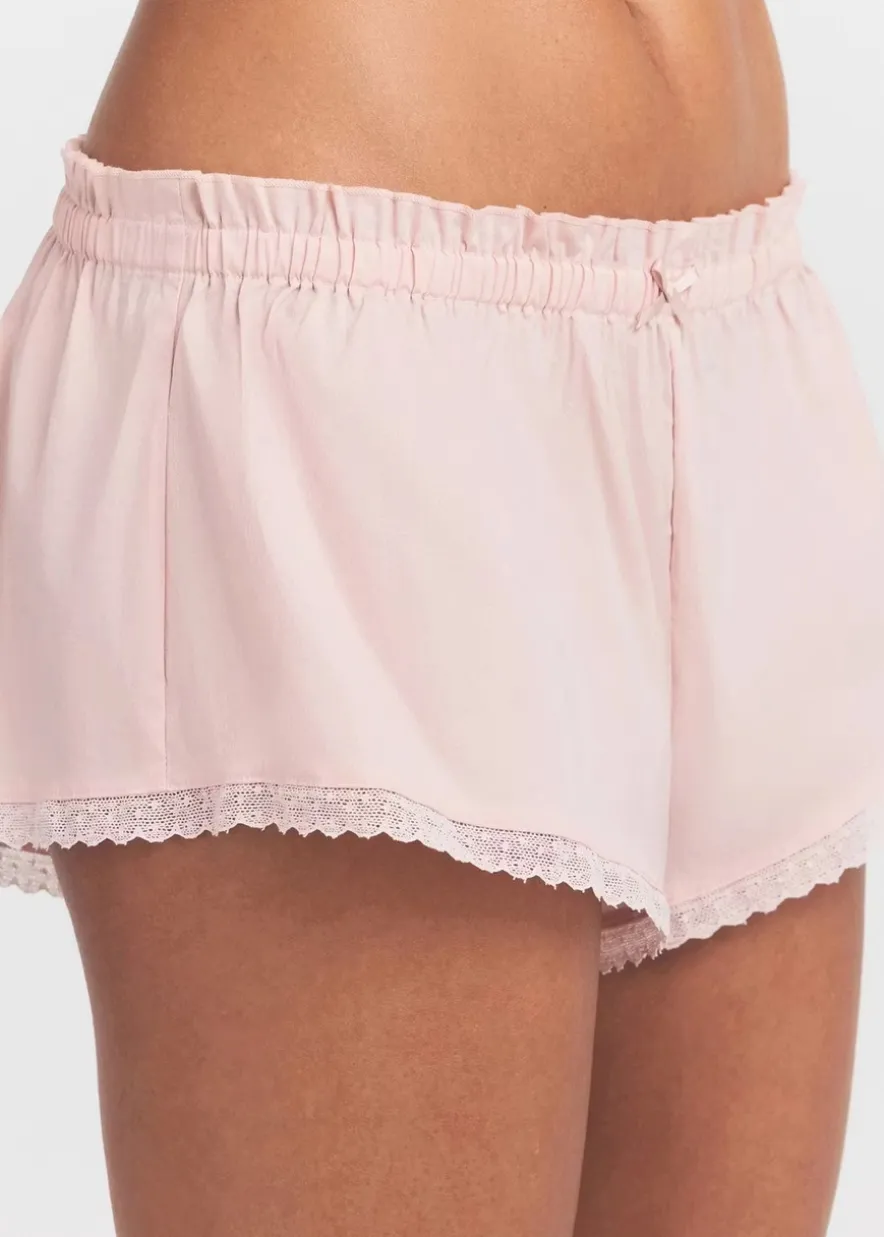 Lace-trim poplin shorts