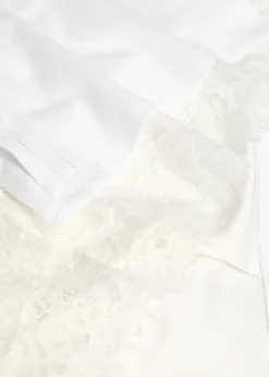 Lace-trim satin and cotton T-shirt