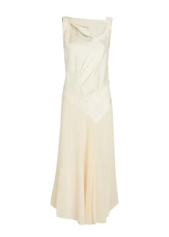 Lace-trim satin midi dress