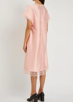 Lace-trim satin midi dress