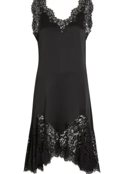 Lace-trim satin mini dress