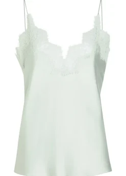 Lace-trim silk camisole top