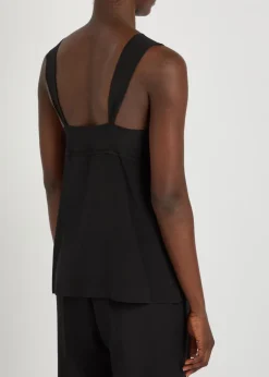 Lace-trim silk-georgette top