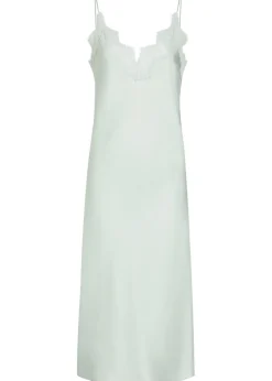 Lace-trim silk midi slip dress