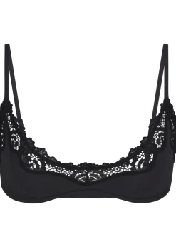 Lace-trim stretch-jersey scoop bralette
