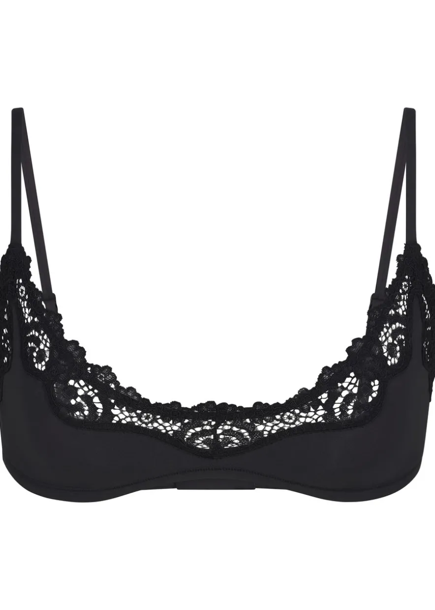 Lace-trim stretch-jersey scoop bralette