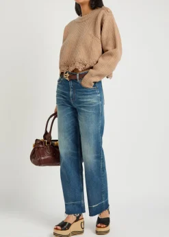 Lace-trim wool and cashmere-blend jumper