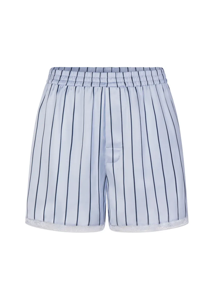 Lace-trim woven shine boxer shorts