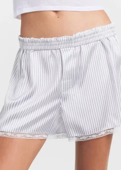Lace-trim woven shine boxer shorts
