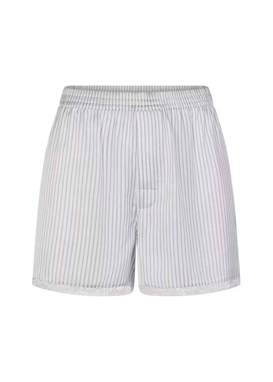 Lace-trim woven shine boxer shorts