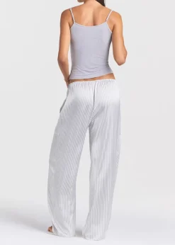 Lace-trim woven shine trousers