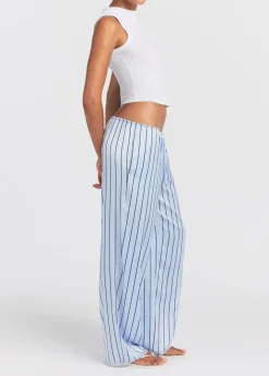 Lace-trim woven shine trousers