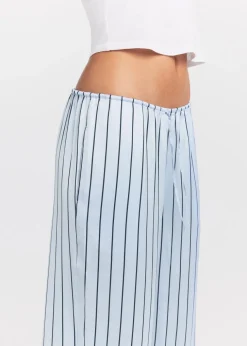 Lace-trim woven shine trousers