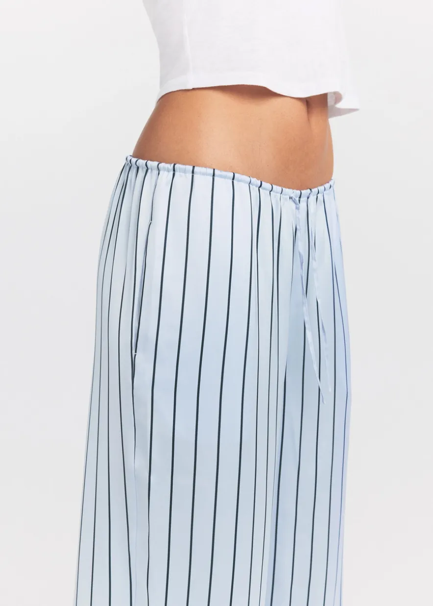 Lace-trim woven shine trousers