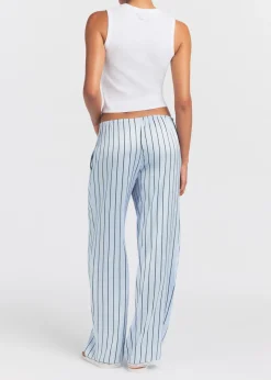 Lace-trim woven shine trousers