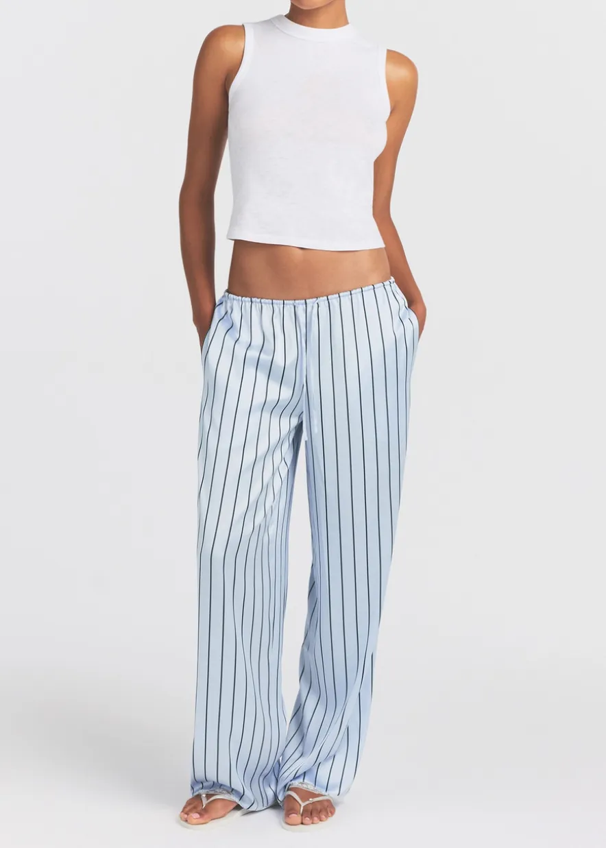 Lace-trim woven shine trousers