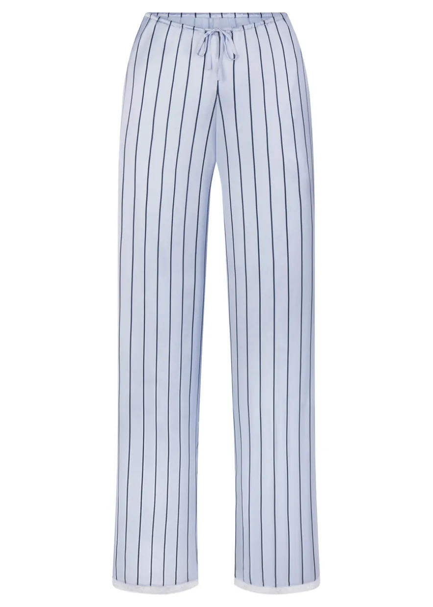 Lace-trim woven shine trousers